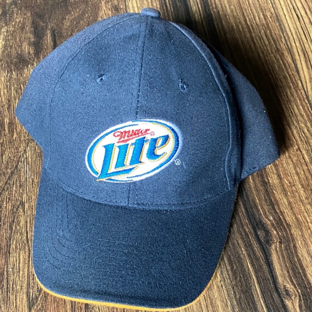 Miller Lite Beer Logo Embroidered Blue Adjustable Baseball Hat Cap